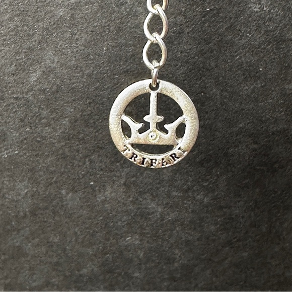 Trifari Double Strand Statement Necklace Blue Beads Crown Logo - Picture 5 of 6